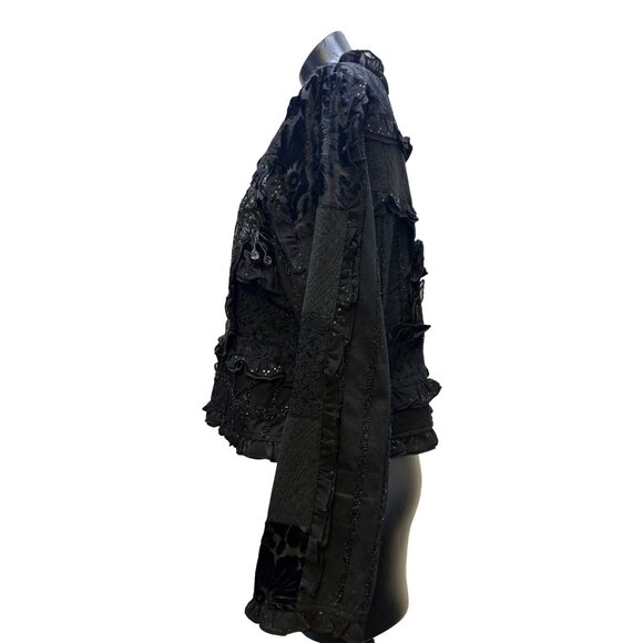 Sandy Starkman Embellished Black Jacket Button-Front L - Picture 4 of 8